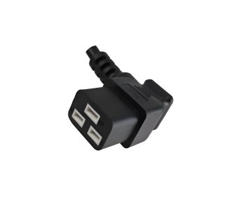 Câble d'alimentation pour appareil froid de C19 à 90° sur C20, 1,5mm², 16A, rallonge, norme VDE, couleur noire, longueur 1,80m.